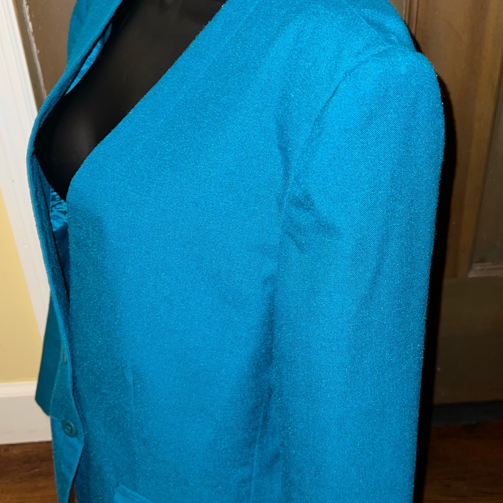 Vinatge 90s Personal Petite Blue Office  Chic Button Up Blazer Jacket Size 12 - Picture 7 of 13